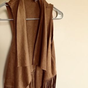 Velvet brown sleeveless cardigan